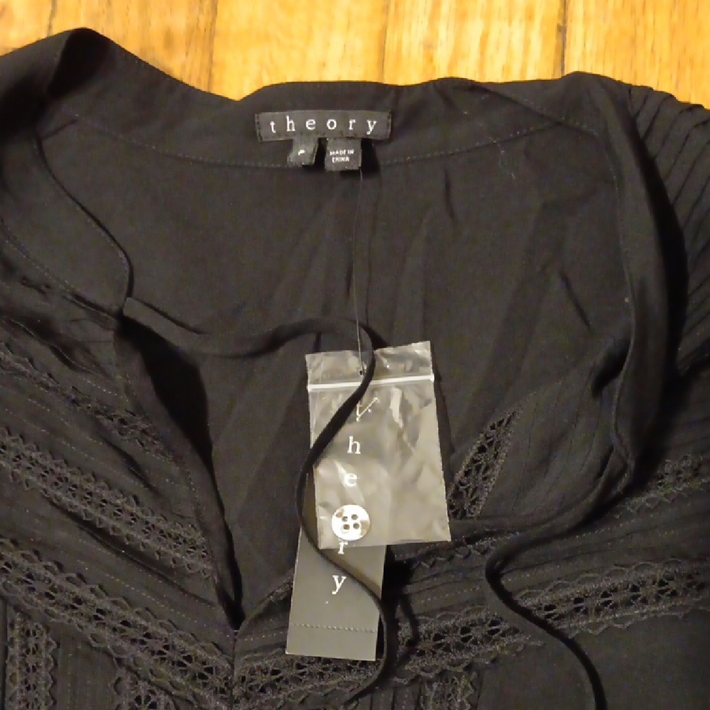 Theory Black Smocked Blouse - Picture 2 of 4